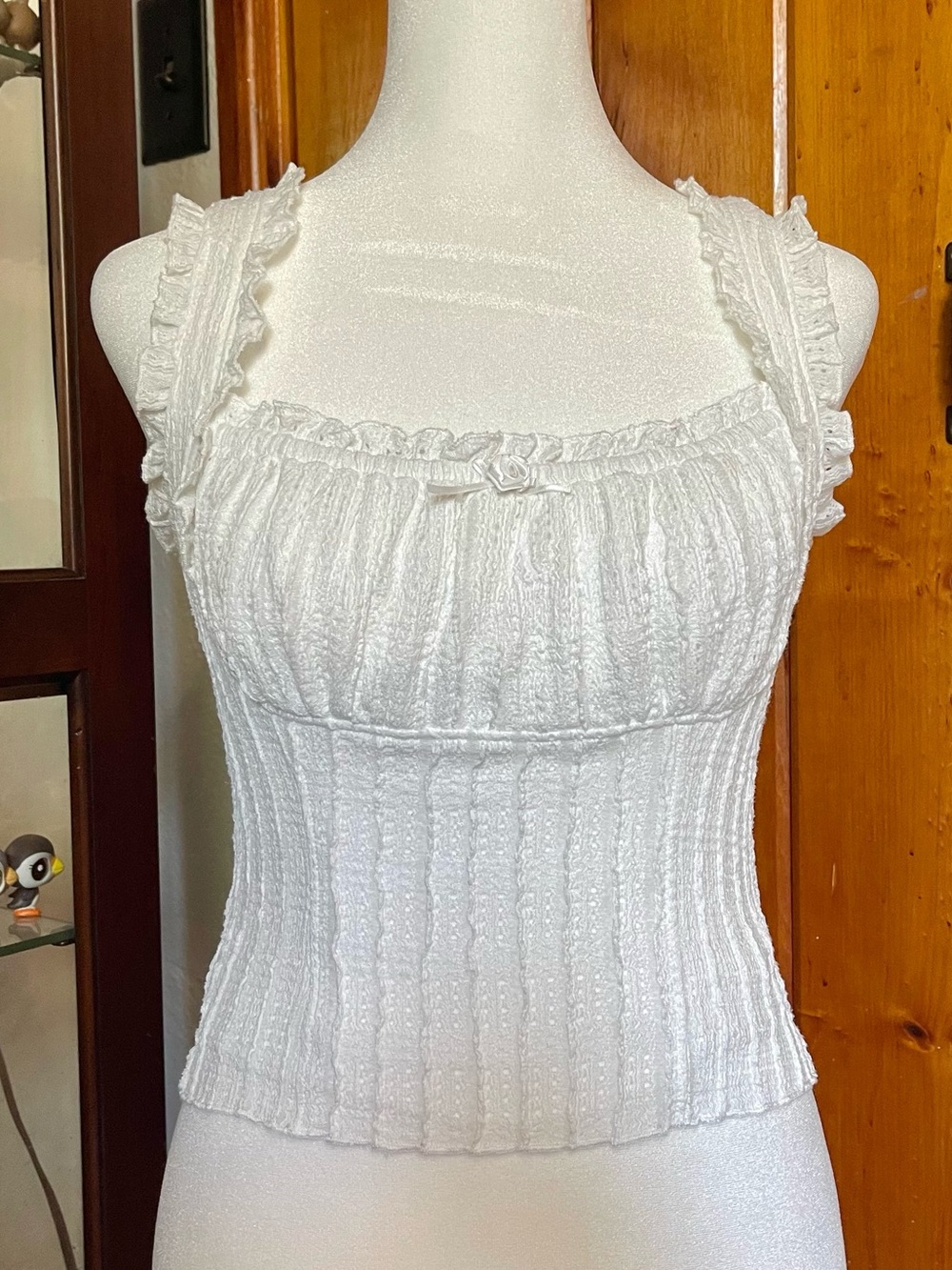 Kirious White “Corset” Ruffled Bow Detailed Top Size S